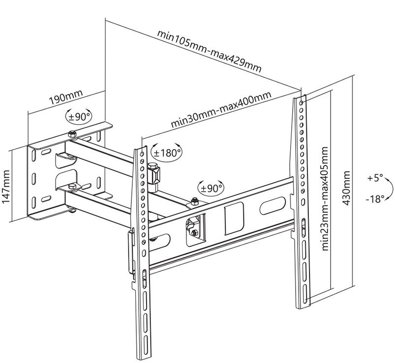 TV kinnitus 32"-55" Stell SHO4600 - Pilt 9