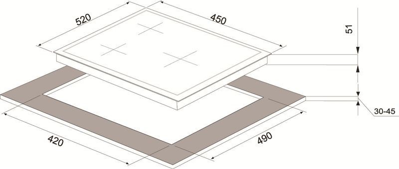 Gaasiplaat Schlosser PGH452FFDMB matt must - Pilt 2